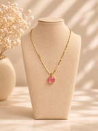 Pink Cats Eye Pendant Necklace