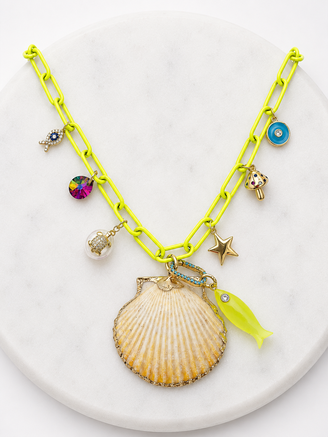 Shell-treuse Charm Necklace