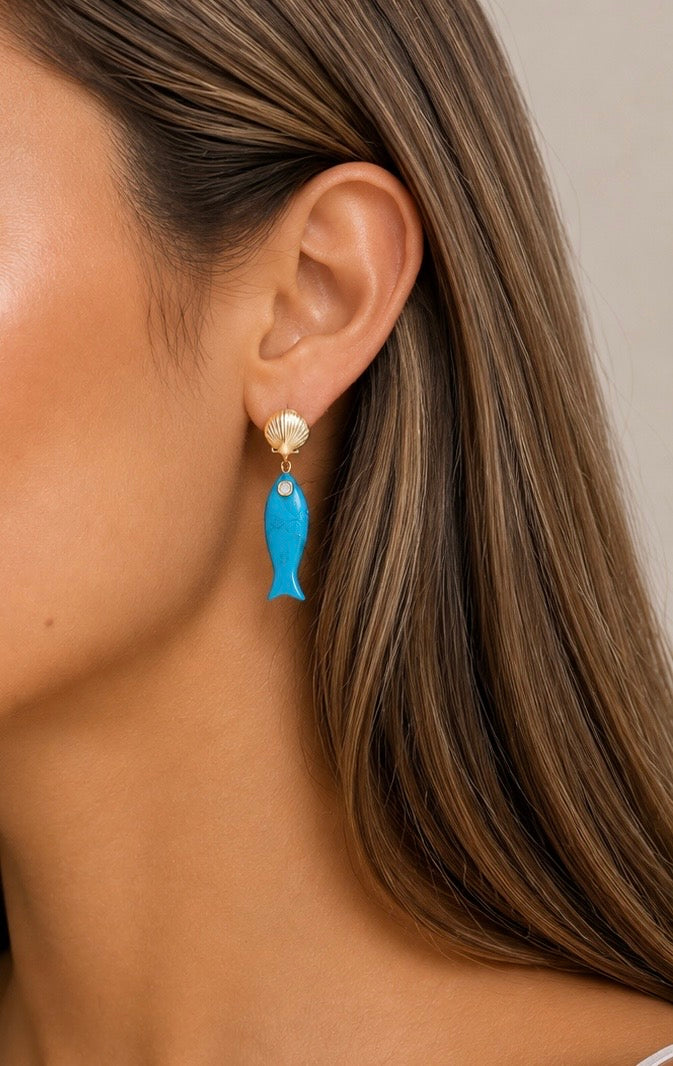 Turquoise Fish Earrings
