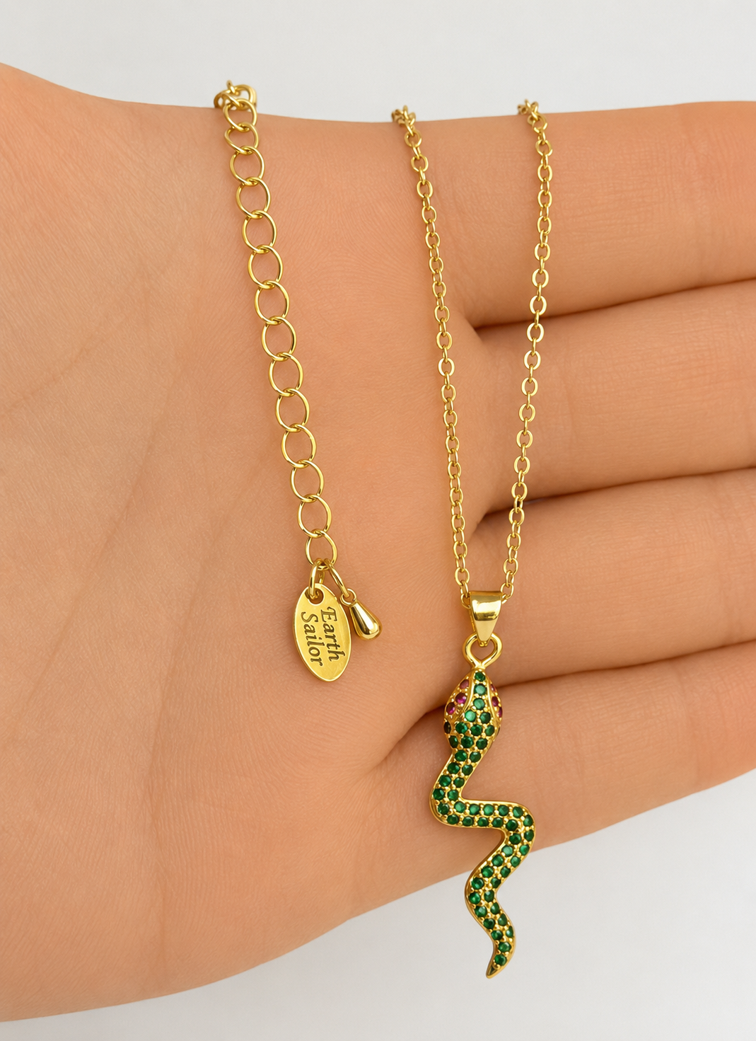 Green Snake Pendant Necklace