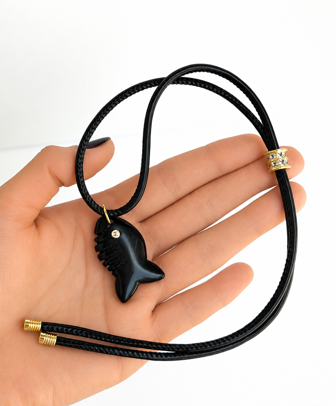 Obsidian Shark Necklace