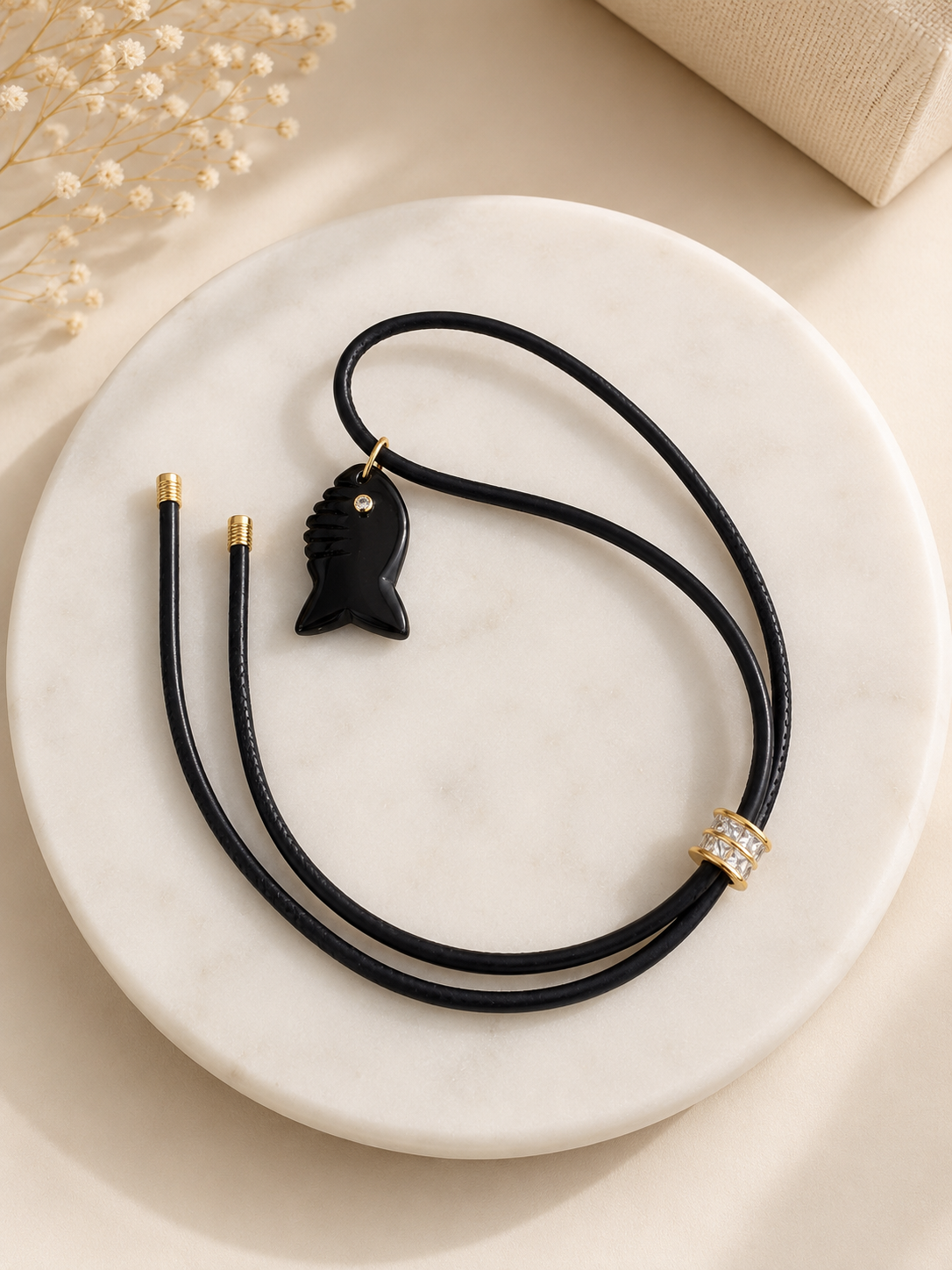 Obsidian Shark Necklace