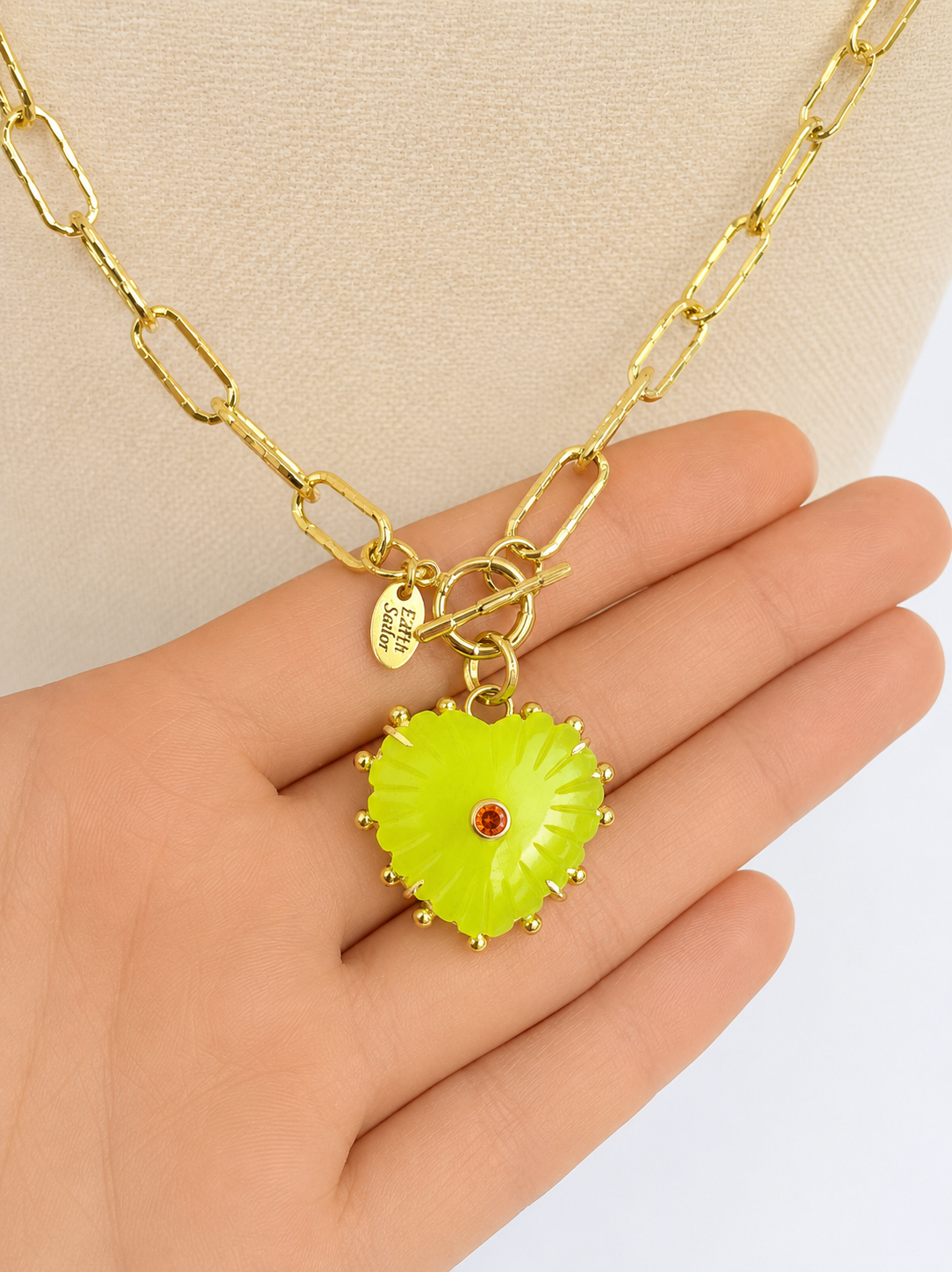 Green Heart Pendant Necklace
