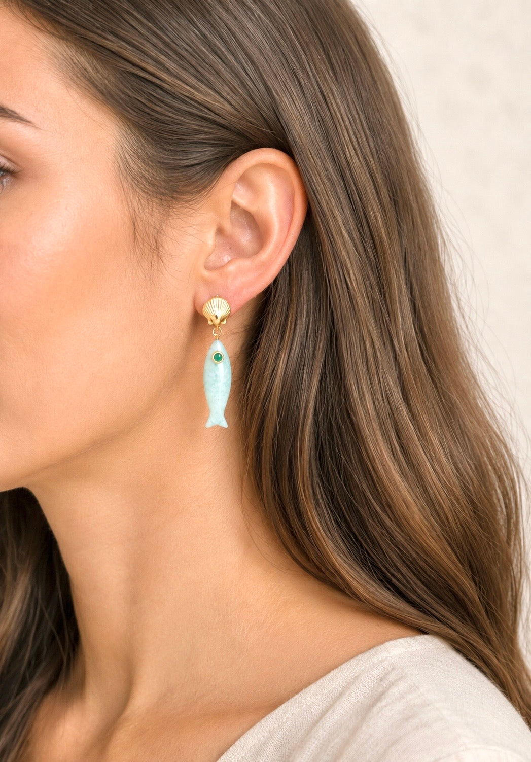Amazonite Fish Earrings