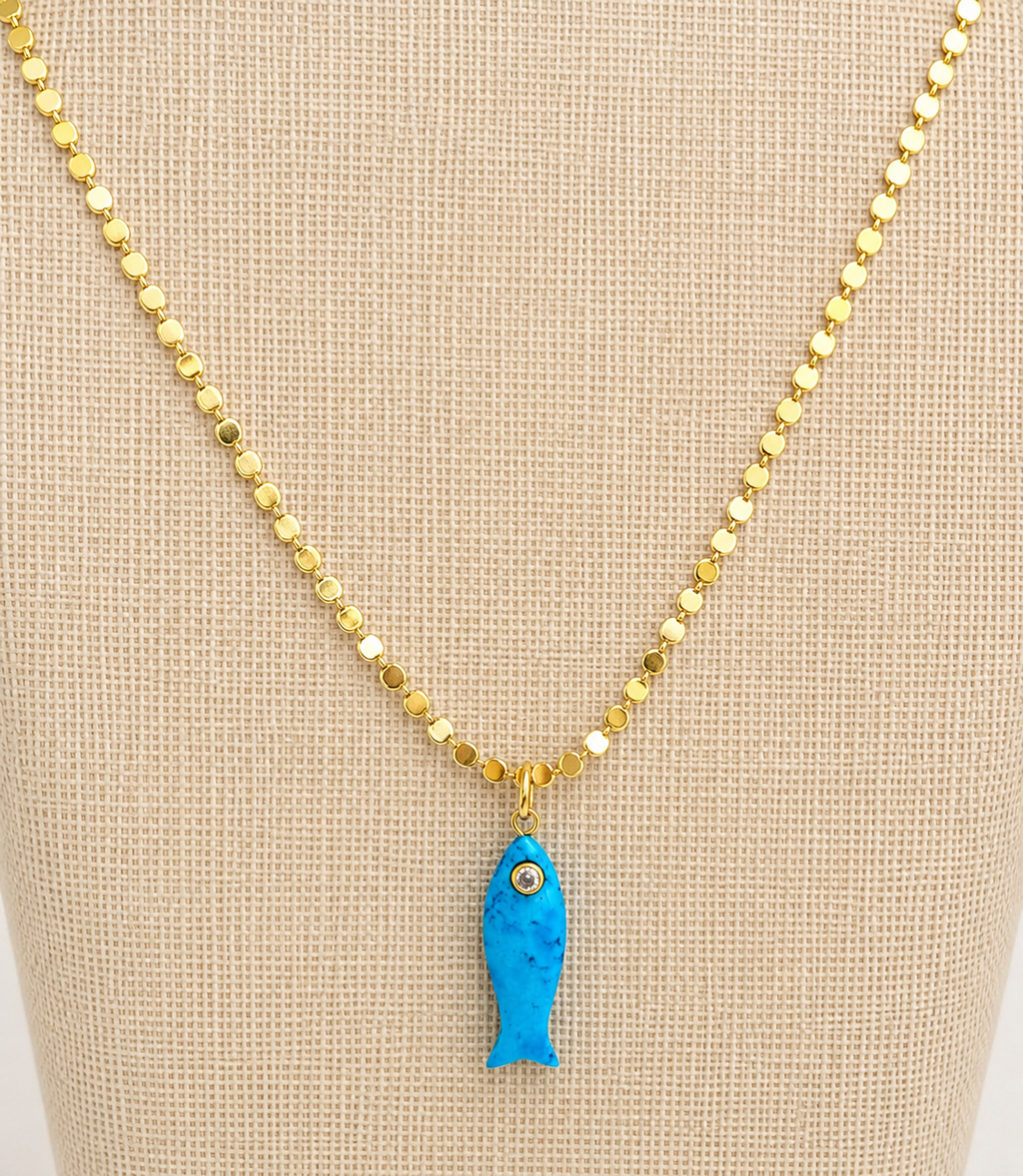 Turquoise Fish Pendant Necklace