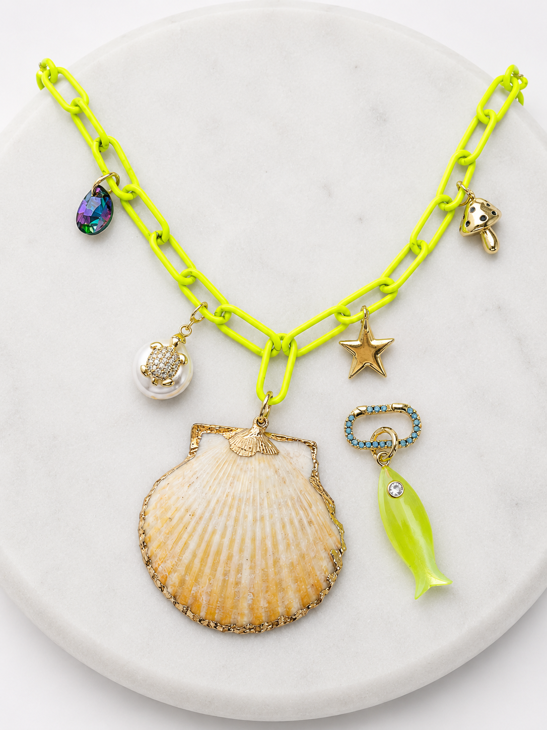 Shell-treuse Charm Necklace