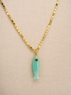 Amazonite Fish Pendant Necklace